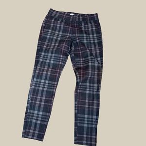 Navy Gray Merlot Plaid Maurices M Pull On Stretch Skinny Ankle Pants